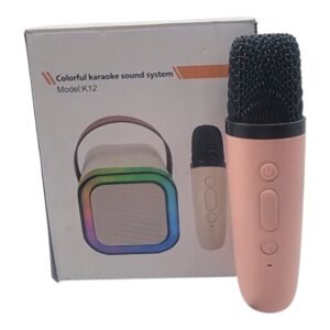🎤🔊 نظام كاريوكي ملون K12 – ميكروفون وسبيكر ممتع لكل المناسبات