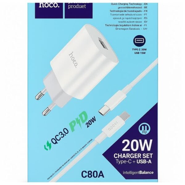 Chargeure HOCO C80A 20W cable type c_type iphone (نسخة)